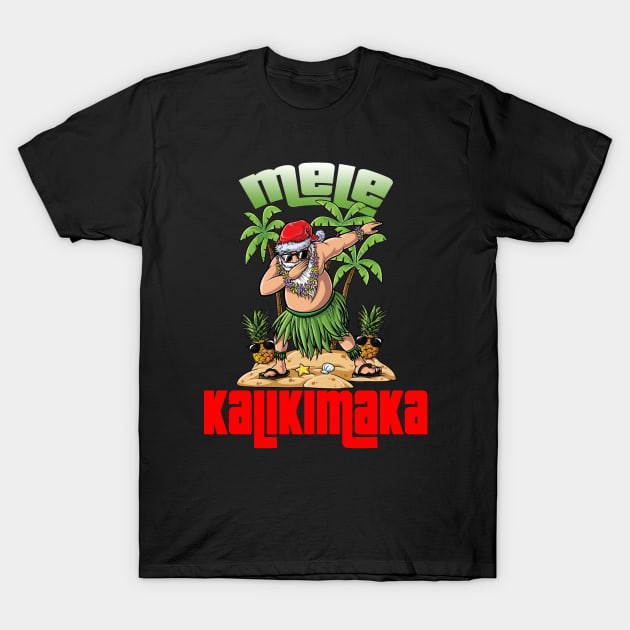 Mele Kalikimaka Christmas Santa Shaka Hawaii T-Shirt by intelus